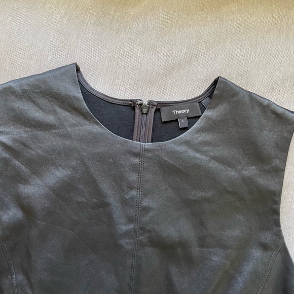 THEORY Black leather top L - Picture 3 of 6